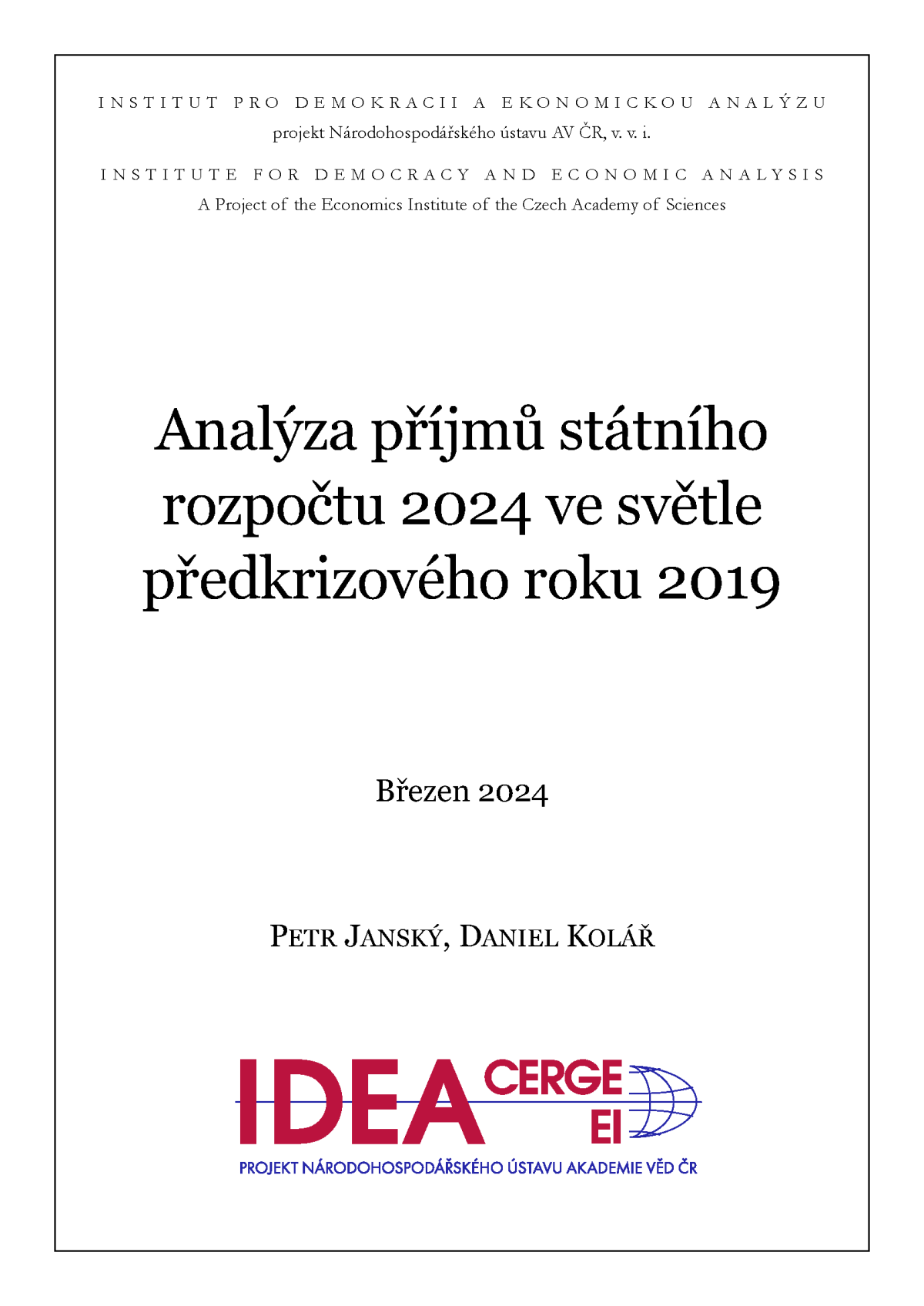 Analýza příjmů státního rozpočtu 2024 ve světle předkrizového roku 2019